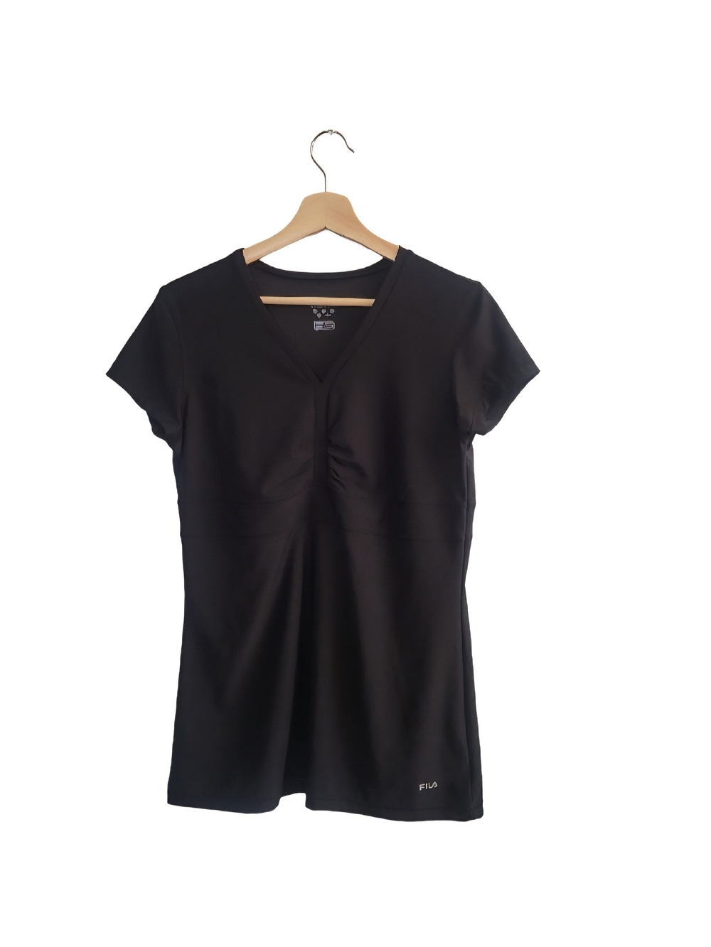 Fila Women's Black V-Neck Short Sleeve Top